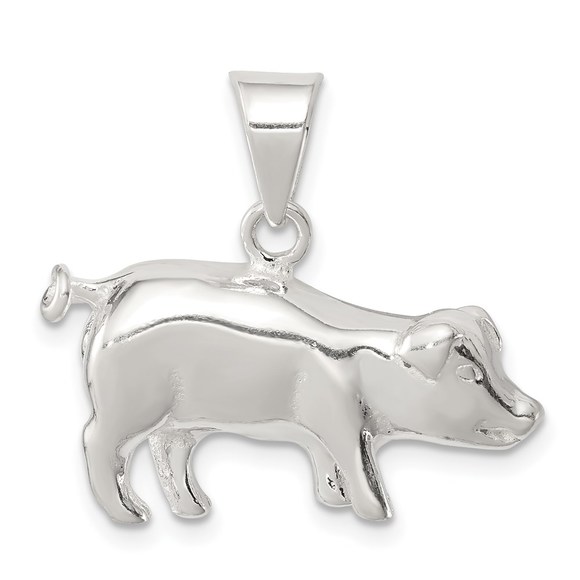 925 Sterling Silver Farm Animal Pig Piglet Necklace Charm Pendant - Picture 1 of 4